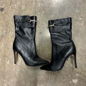 Stylish Navy Blue Riding. Boots In Real Leather